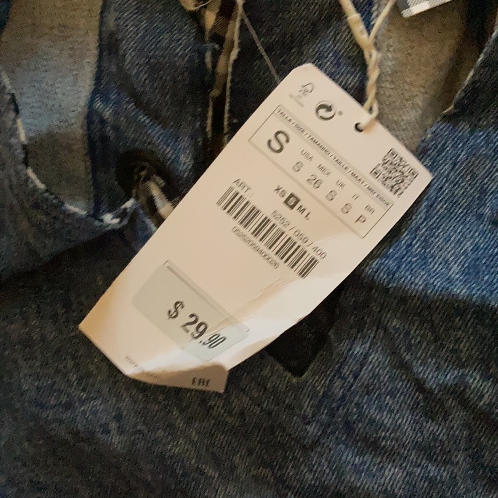 Zara denim top with bows sz s NWT - Picture 2 of 4